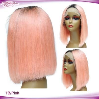 Unprocessed Aliexpress Malaysian 1b/Pink Color Lace Bob Wig