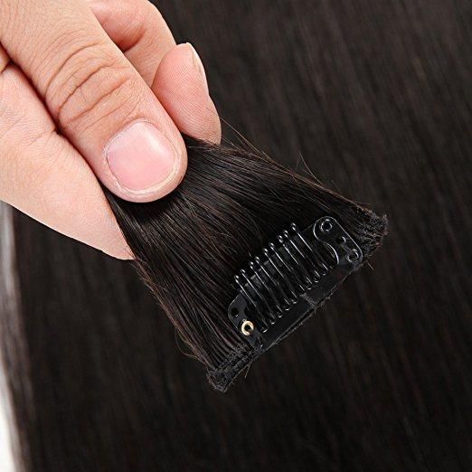 Aviva Brazilian Hair Extension Clip in Human Hair Extension 18inch 7PCS for Full Head (AV-CHL07-18-1B)
