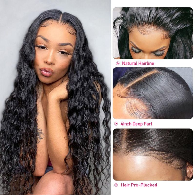 Transparent Frontal Wig Loose Deep Wave 13X4 Lace Front Wig Pre Plucked Lace Front Human Brazilian Hair Wigs for Women 4X4 Closure Wig 26 Inch