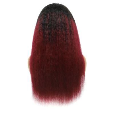 Kbeth Human Hair Wig Two Tone for Sexy Black Women 2021 Fashion Wine Color 20 Inch Remy Virgin Brazilian Kinky Curly Hair Extension Wig