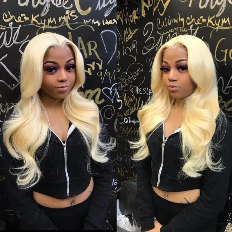 13X4 Blonde Body Wave Wig 613 Lace Front Wig Hair Blonde Lace Front Human Hair Wigs 150% Transparent HD Lace 12 Inch