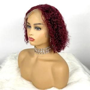 Short Curl Red Lace Front Wig 99j Bob Wig 10&prime;&prime; Deep Curl 99j Lace Front Wig