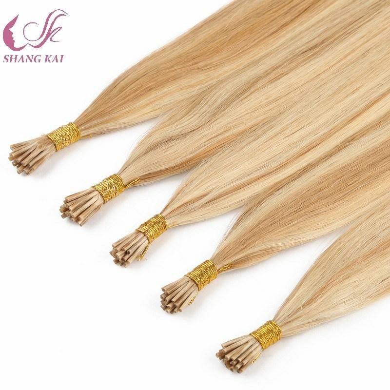 New Products Blonde White Plastic Stick Human Hair 8A I Tip Hair Extensions