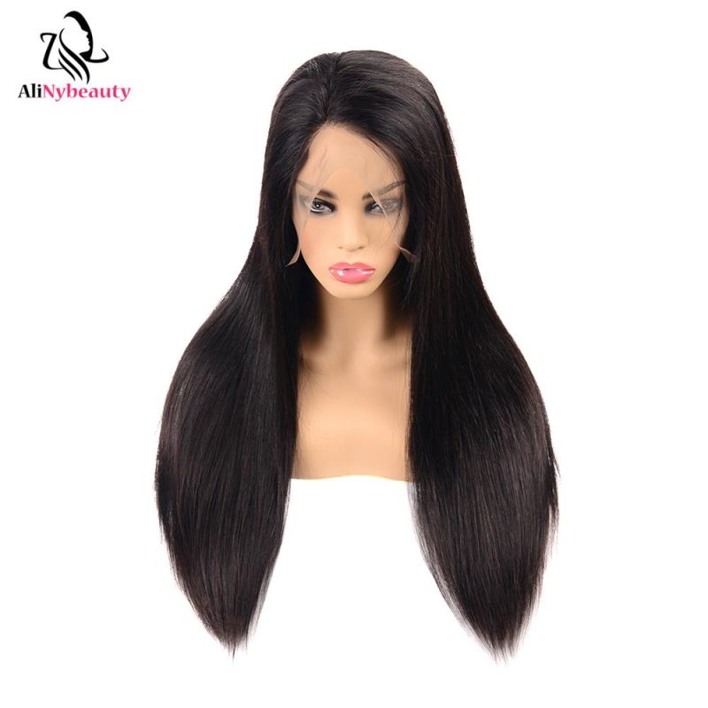 Wholesale Natural Unprocessed Virgin Silky Human Hair Transparent Full Lace Wig with Baby Hair