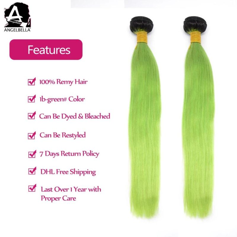 Angelbella Wholesale Chinese Remy Human Hair 1b#-Green New Arrived Hair Weft Bundles