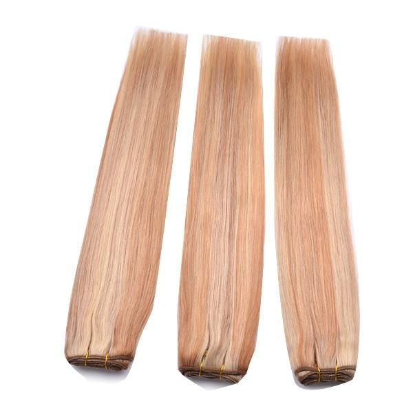 Highlight Blond Color P18/613# Indian Remi Human Hair Machine Weft