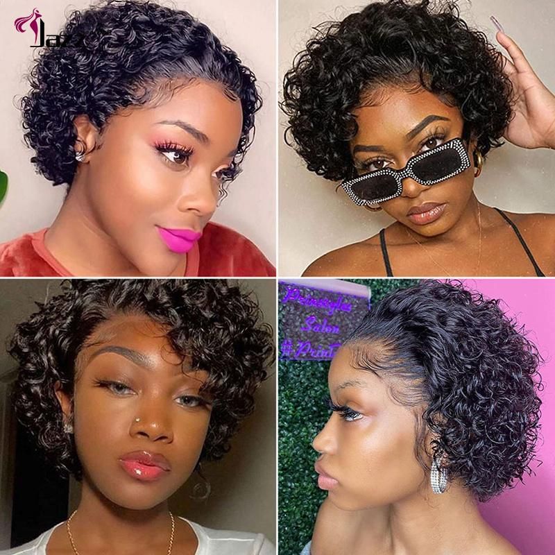 Loose Water Wave Short Pixie Cut Lace Front Human Hair Wig Curly Brazilian Bob Lace Frontal Pixie Curls Wig for Black Women