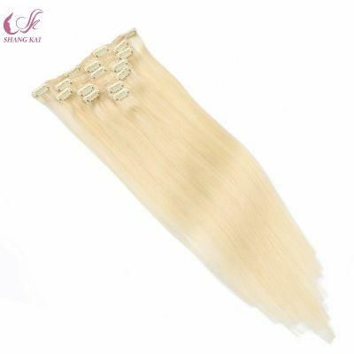 100% Remy Hair Blonde Color #60 Clip Brazilian Human Hair Extension