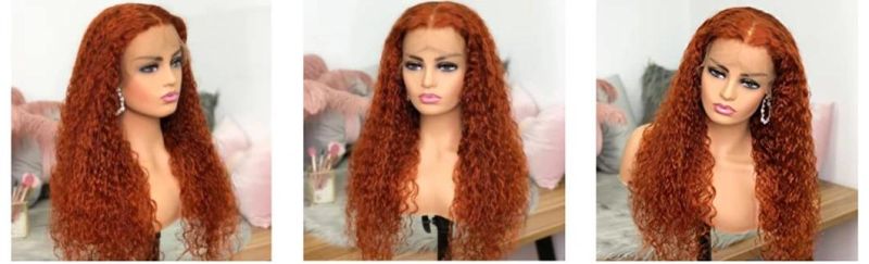 100% Virgin Hair, Swiss Lace Orange Ginger Two-Tone Medium Dyed Burgundy Curls Lace Wigs