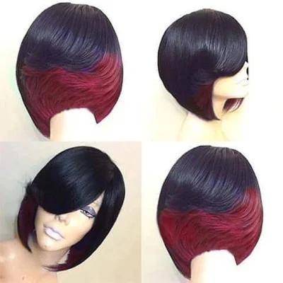 Short Bob Wig for Black Women Girl Synthetic Wigs Black and Green Red Wig Use Heat Resistant Fiber
