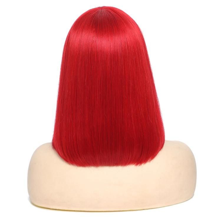 Kbeth Red Color Human Hair Wigs for Black Ladies 2021 Summer Fashion Virgin Remy Customized Straight Short Red Bob 16 Inch HD Full Lace Lady Bob Wig Supplier