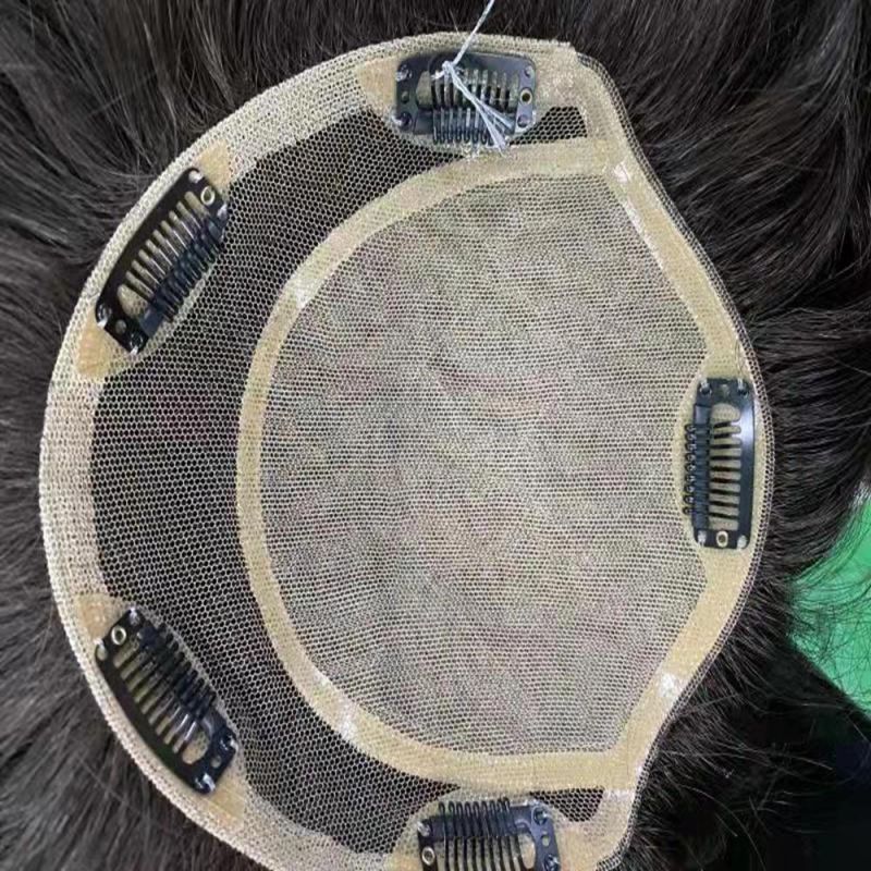 Kbeth Human Hair Toppers / Toupee for Men Silk Base Full Hand Tied with PU Side Top Quality Remy Straight Man′s Replace System Toupees Factory Price Wholesale