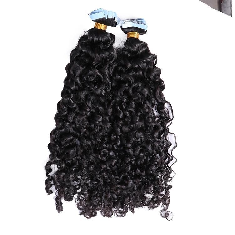 Wholesale Natural Wavy Raw Hair Curly Tape in Hair Extensions