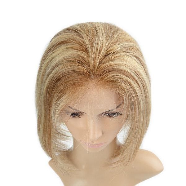 High Quality Human Hair Extension Full Lace Wig with Highlight Color and Combs