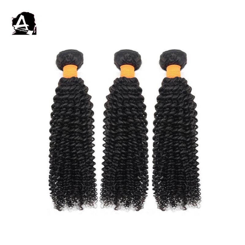 Angelbella New Styles Human Hair Weaving 1b# Kinky Curl Remy Virgin Hair Bundles for Party
