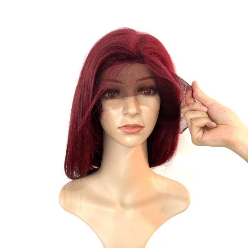 100% Human Hair Straight Brazilian Virgin Hair Front Lace Wig