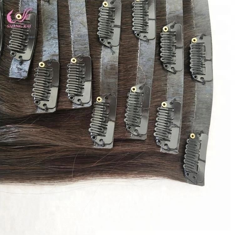 100 % Luxury Remy Human Cheap Double Drawn Russian Hair PU Seamless Clip in Hair Extension