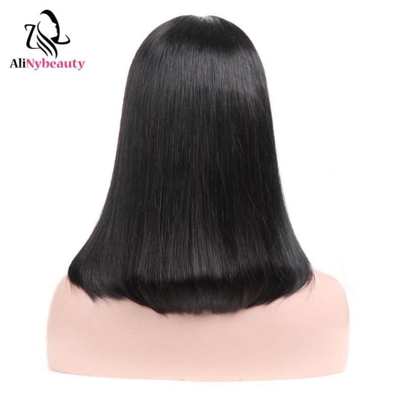 Alinybeauty 100% Human Hair Wig Frontal Lace Wig Color 1b