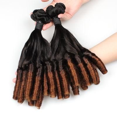 Double Drawn Remy Hair Ombre Color Straight with Curl Ends Wholesale Hair Extensions #T4