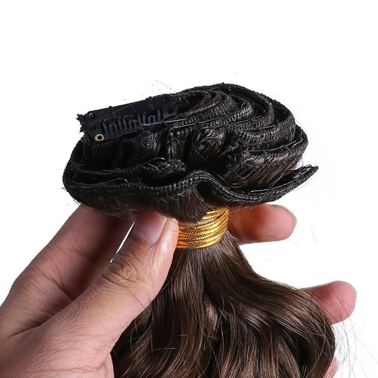 8PCS/Set Wholesale Virgin Remy Hair Natural Wavy Clip in Hair Extensions #2