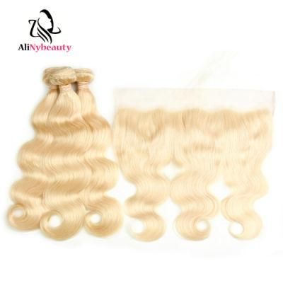 Wholesale Price Brazilian Human Hair Straight 613 Bundles with 13*4 Frontal Lace Closure