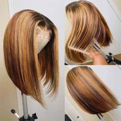 100% Human Hair Virgin Cuticle Aligned Brazilian Ombre Colored Bob Wig