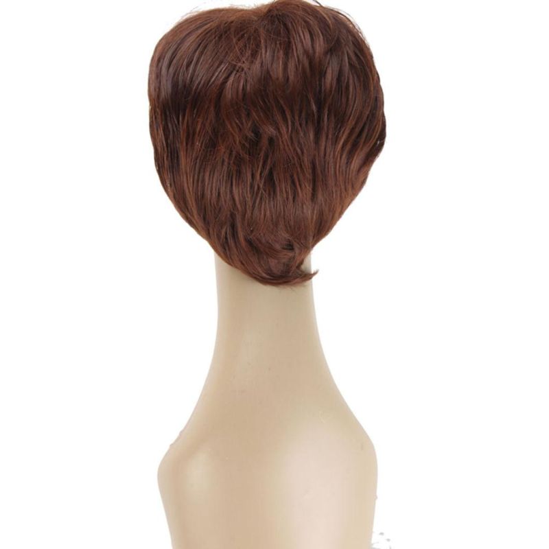 Heat Resistance Synthetic Classical Pixel Wig Short Straight Curly Natural Brown Wigs Women Wig