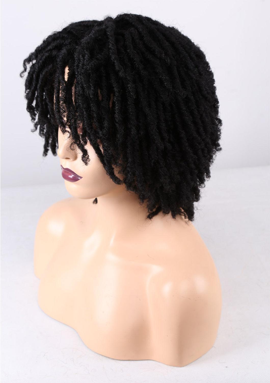 Dreadlock Short Twist Curly Wig Ombre Brown for Black Women and Men Afro Synthetic Crochet Hair Faux Locs Braid Wigs