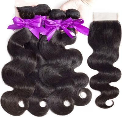 Brazilian Body Wave Bundles with Closure 4*4 Lace Closure Brazilian Hair Weave Bundles with Closure Human Remy Hair