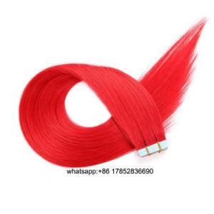 Human Hair Extensions PU Tape Remy Hair Full Head Balayage Color Red Skin Weft Vrigin Hair 50g 20PCS Hair Extensions