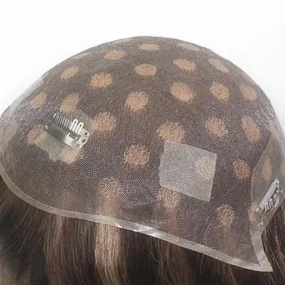 Fine Welded Mono with PU Back Sides Long Human Hair Replacement for Women