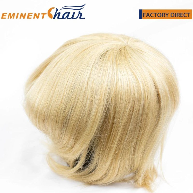 Women′s Toupee French Lace with Clear PU Hair Replacement 613 Blond Long Hair