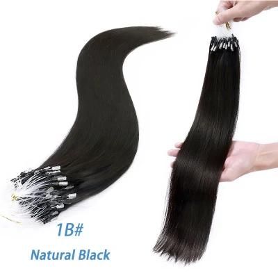 1b# off Black 18&quot; 0.5g/S 100PCS Straight Micro Bead Hair Extensions Non-Remy Micro Loop Human Hair Extensions Micro Ring Extensions