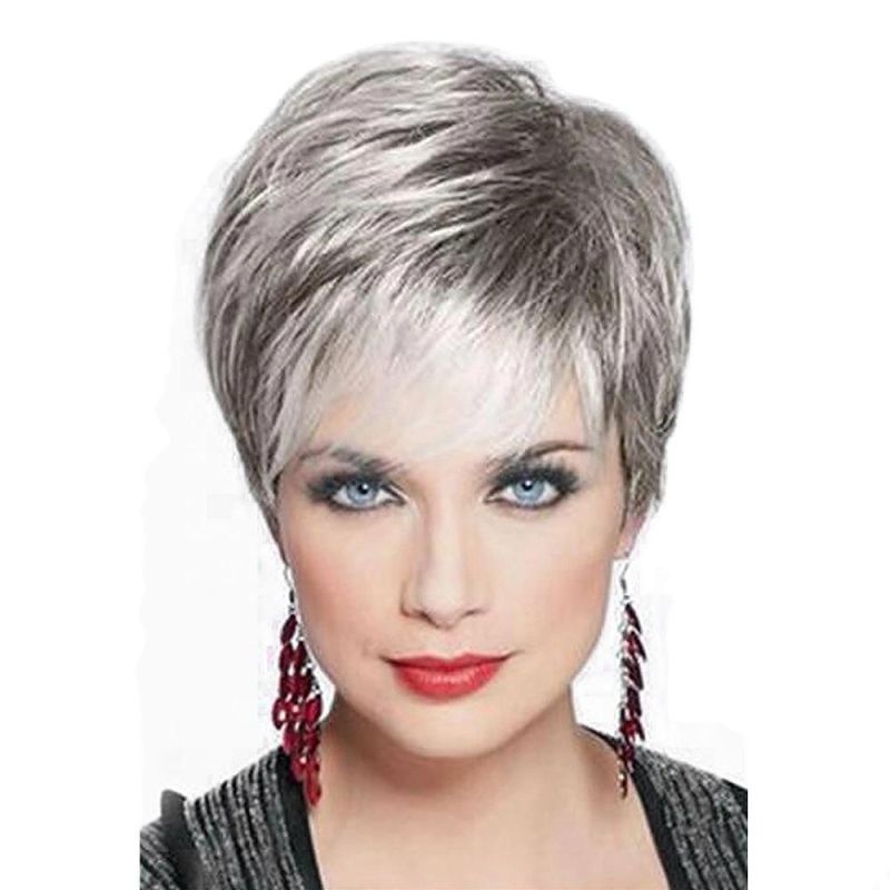 Kbeth Old Women Short Straight Human Hair Wigs Wholesale Fashion 14 Inch Machine Made Cheap Price White Color Wig Vendor