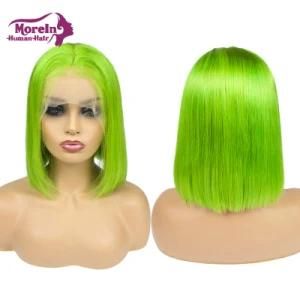 Cuticle Aligned Virgin Human Hair Vendors Cosplay Color Lace Front Bob Wigs