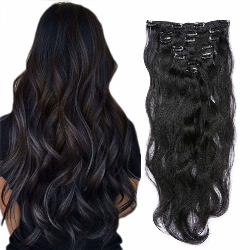 Kbeth Human Hair Extensions Clip Ins for Black Woman 2021 Summer Fashion 100% Virgin Human Hair Black Hair Clip in Wavy Body Wave Remy Sexy Hair Extension
