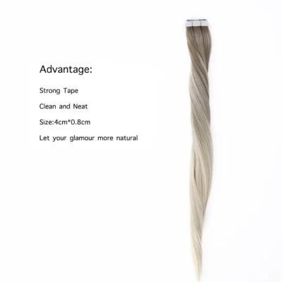 Remy Tape in Human Hair Balayage Blonde Color Omber 100% Skin Weft Glue on Extensions