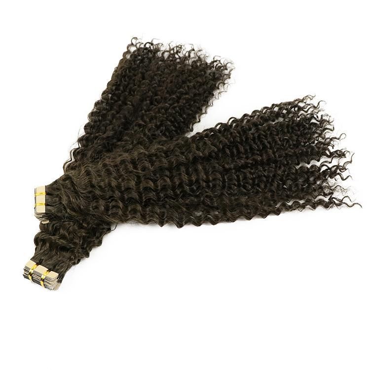 Double Drawn 100% Virgin Brazilian Human Hair Deep Wavy Tape in Hair Extension