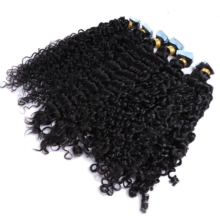 Wholesale Natural Wavy Raw Hair Curly Tape in Hair Extensions