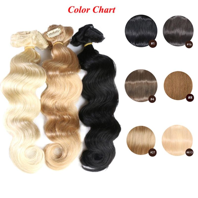 Body Wave Clip in Human Hair Extension Clip in Head Brazilian Machine Made Remy Hair #1 #1b #613 #27