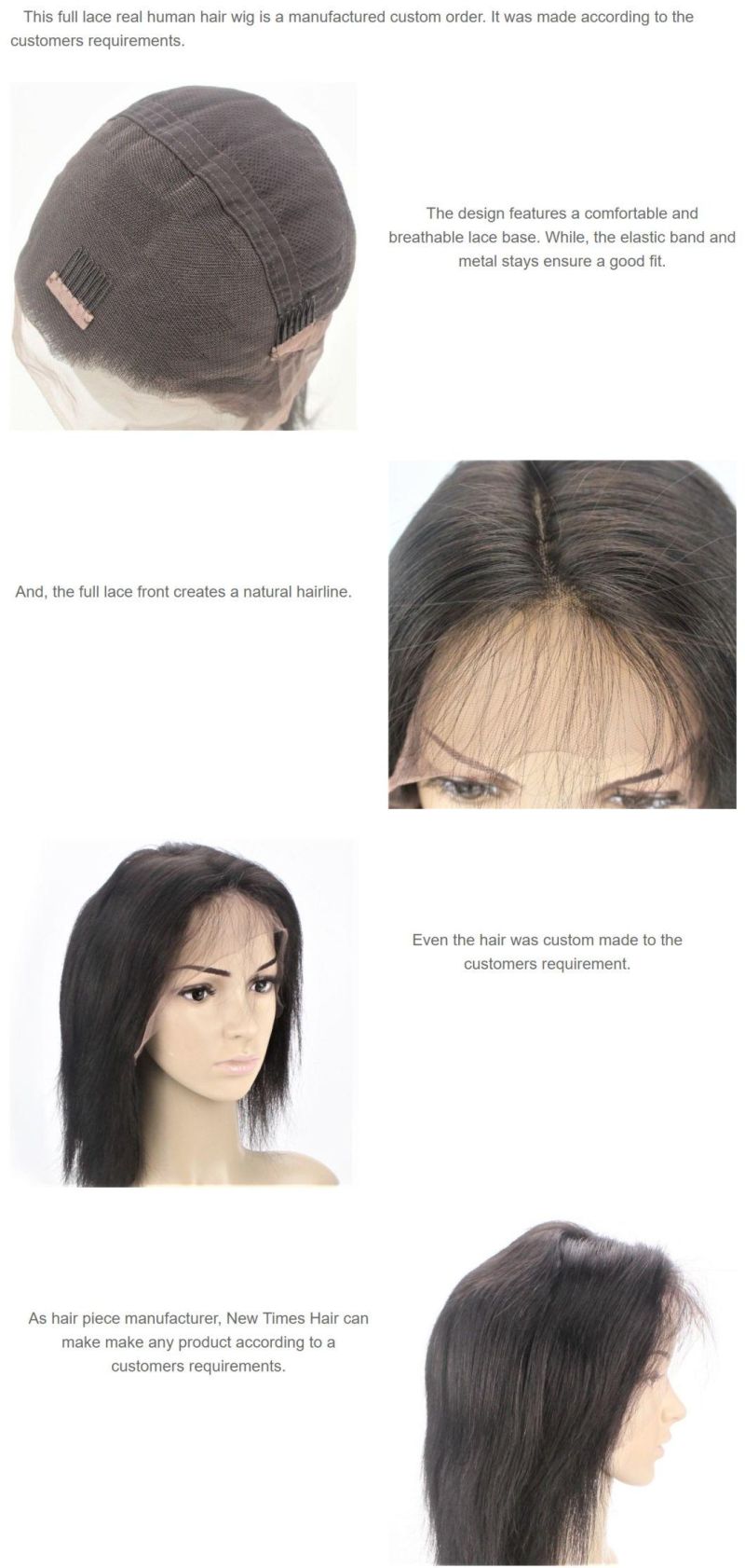 Custom Ladies Full High Quality Real Human Hair Lace Wig