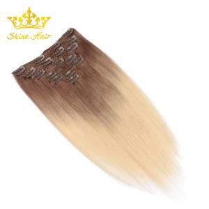 100% Human Hair Extension for Clip in Remy Hair Ombre Color