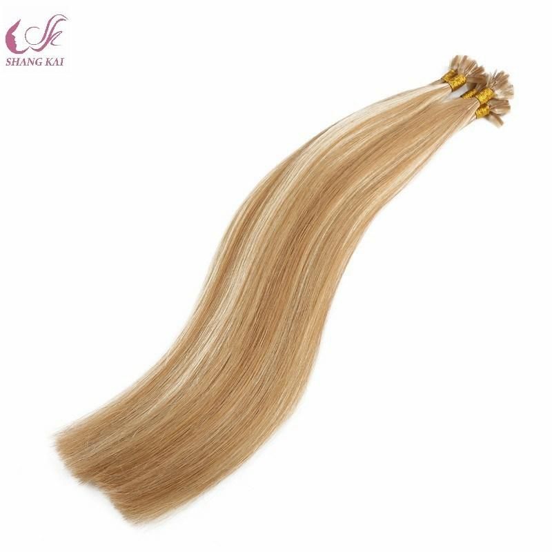 10A Top Quality Keratin 100% Remy Human Russian White Blonde Double Drawn Flat Tip Hair Extension