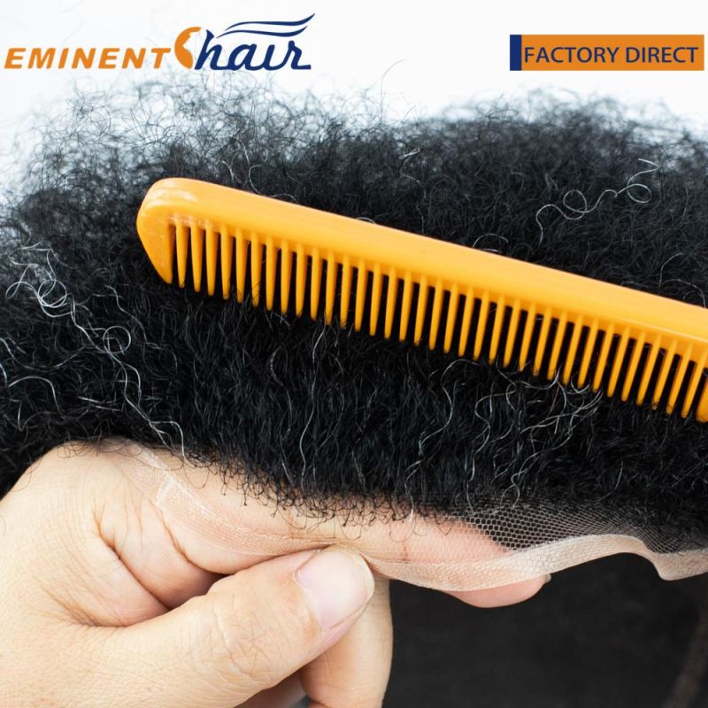 Custom Afro Curly Toupee for Men Fine Mono with PU Sides Hair