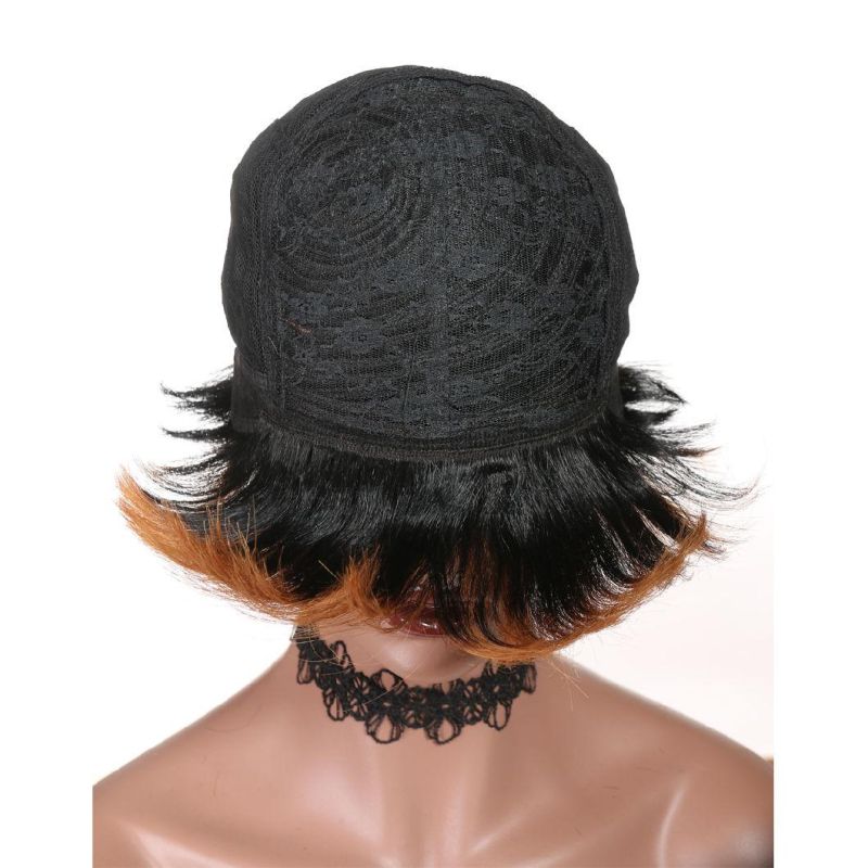 Short Human Hair Wigs for Black Women Straight 1b/30 Color