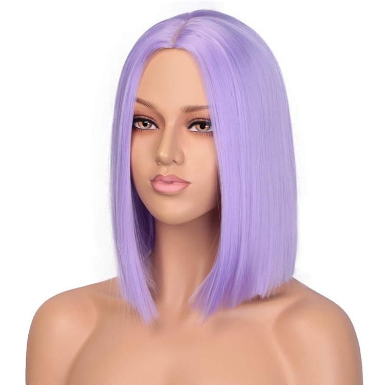 Purple Color Cheap Vendor Wholesale Heat Resistant Short Bob Straight Synthetic Hair Wigs