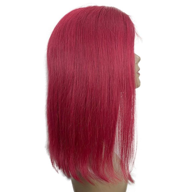 Christmas Red Brazilian Human Hair T Part 13*1 Lace Front Bob Wig