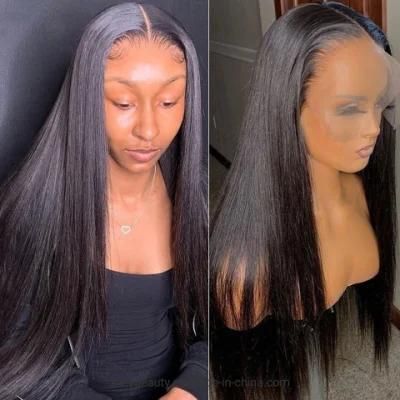 Alinybeauty Wholesale Price Preplucked Human Hair HD Transparent Lace Full Frontal Wig for Black Women