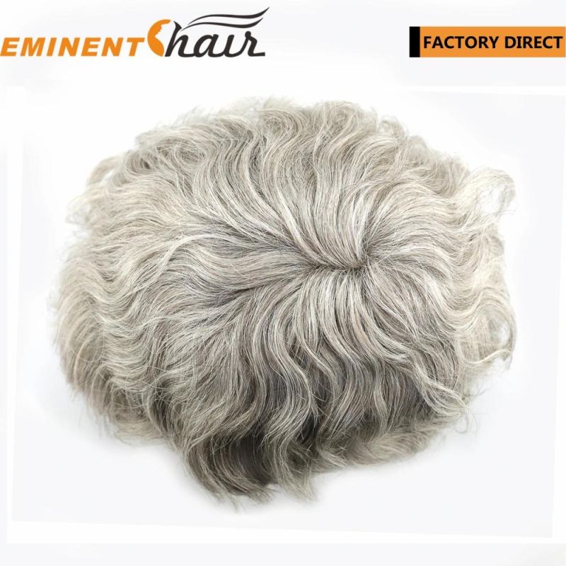 Lace Base Skin Front Synthetic Hair Men′s Toupee