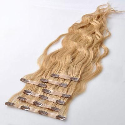 China Factory 100% Remy 100g PU Clip in Hair Human Hair Extensions.